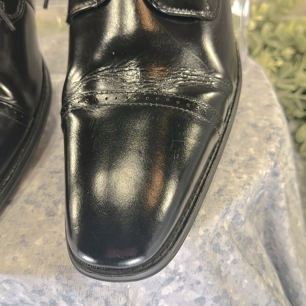 Stacy Adams - Black Leather Semi-Round Cap-Toe Dress Oxfords Mens 12M🖤VGUC - Picture 5 of 13